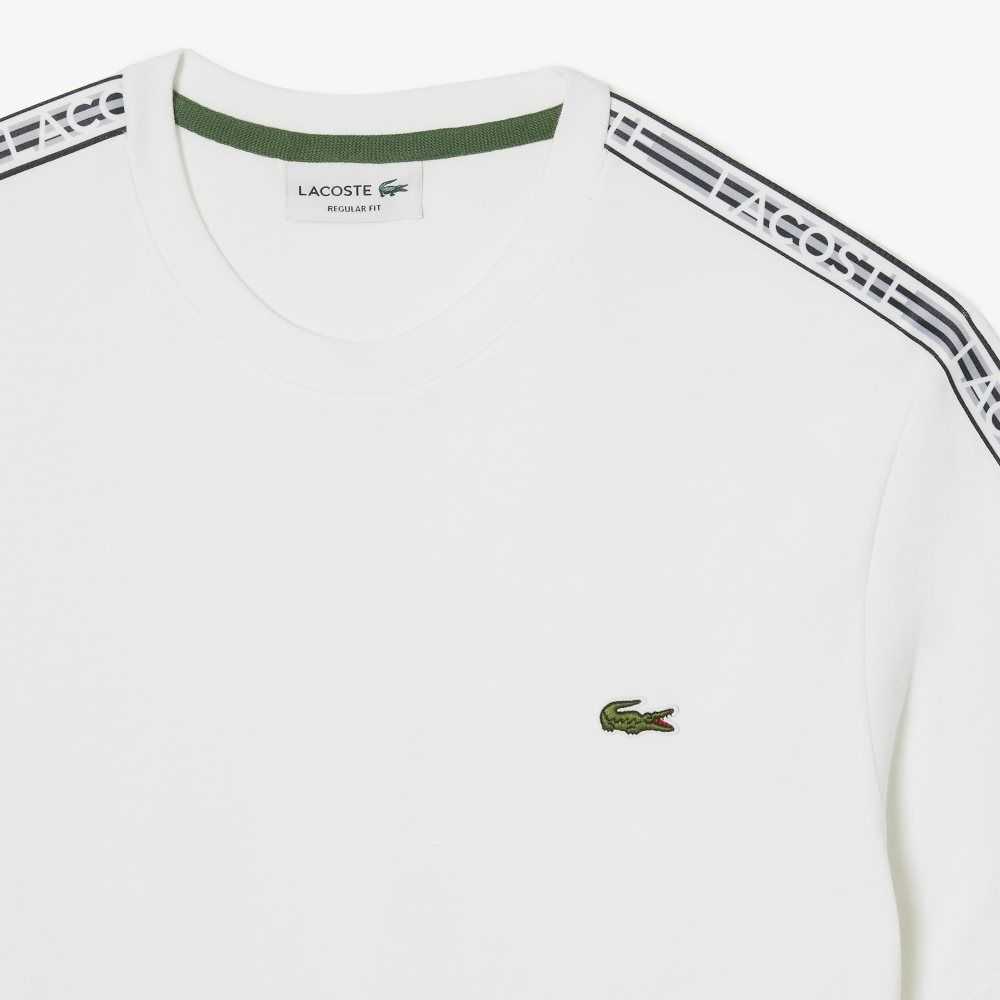 Lacoste Regular Fit Logo Stripe T-Shirt White | HFD-685073