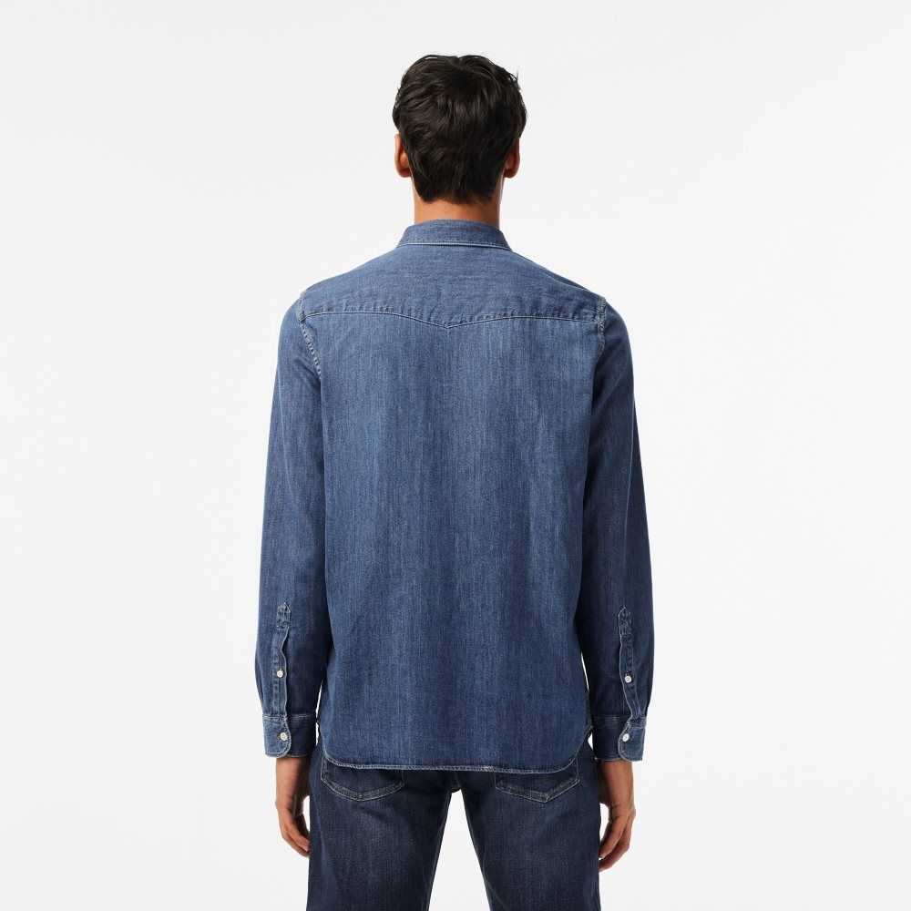 Lacoste Regular Fit Organic Cotton Denim Shirt Blue | UIW-125697