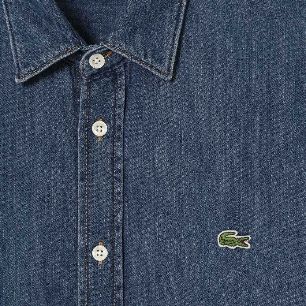 Lacoste Regular Fit Organic Cotton Denim Shirt Blue | UIW-125697