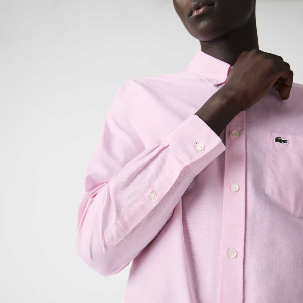 Lacoste Regular Fit Oxford Cotton Shirt Light Pink | GVC-083417