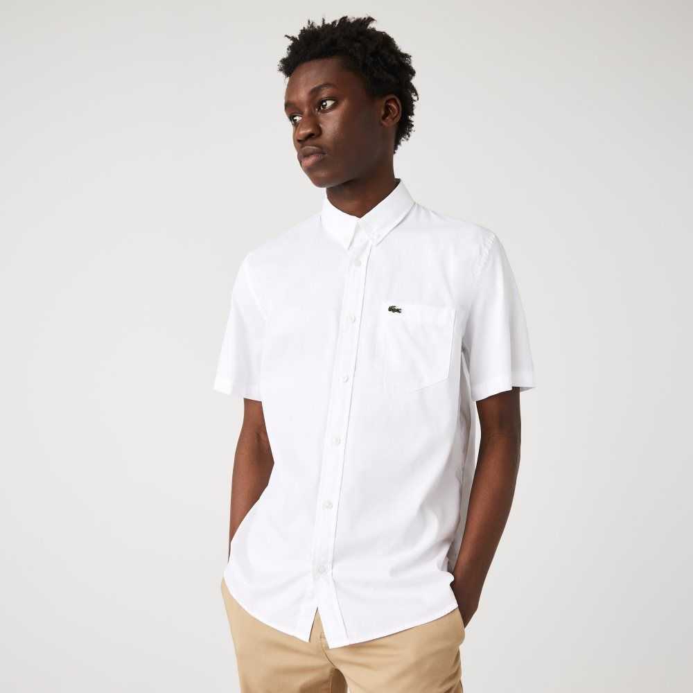 Lacoste Regular Fit Oxford Cotton Shirt White | UJW-180472