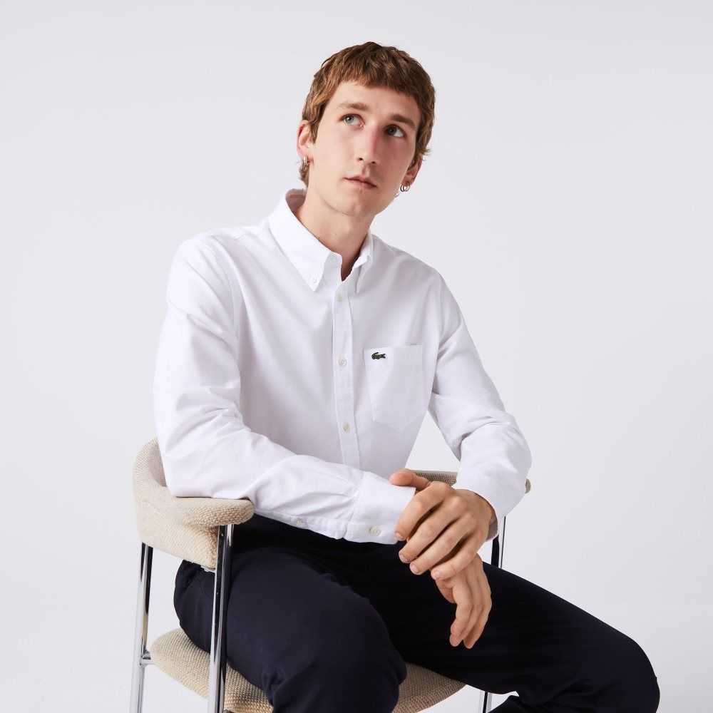 Lacoste Regular Fit Oxford Cotton Shirt White | WKA-397284