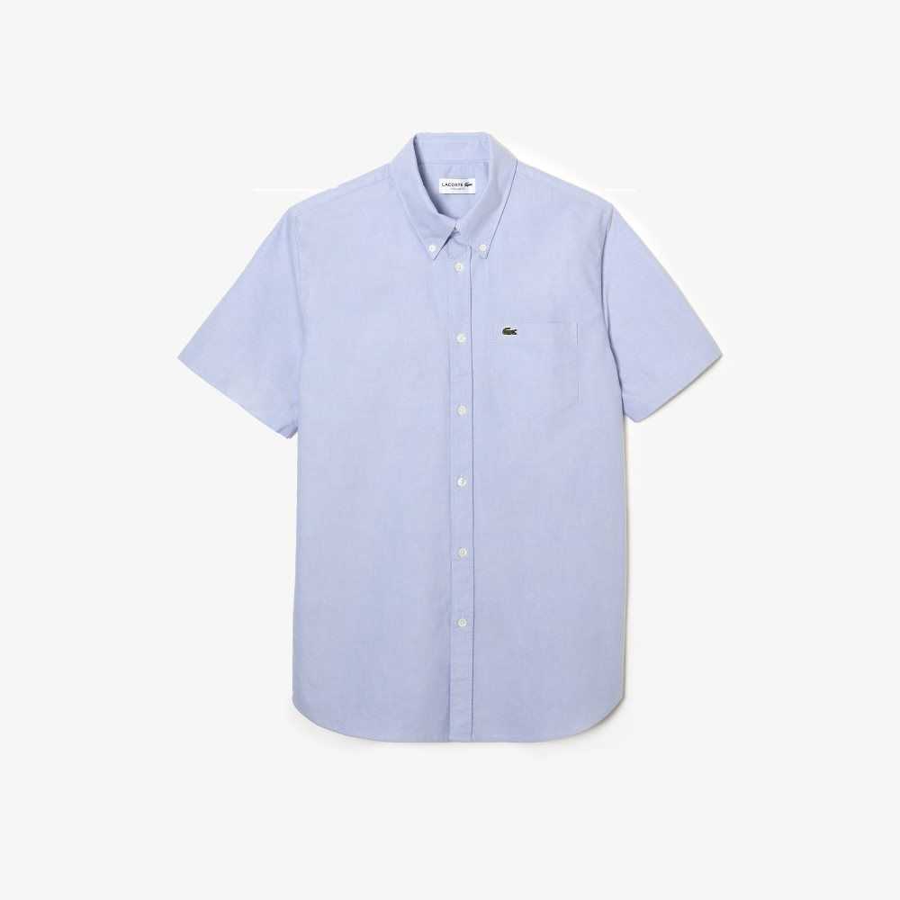 Lacoste Regular Fit Oxford Cotton Shirt Blue | XUB-952841