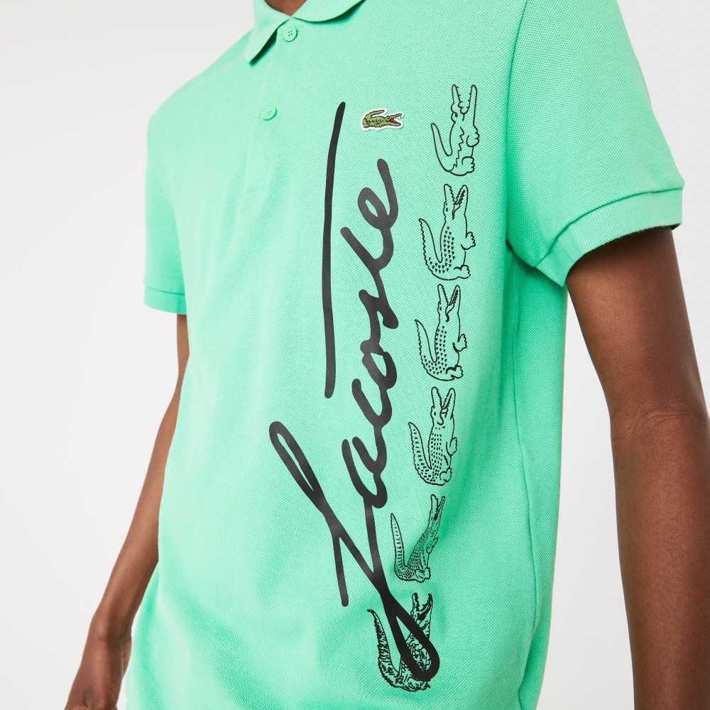 Lacoste Regular Fit Signature Cotton Pique Polo Green | QXU-213890