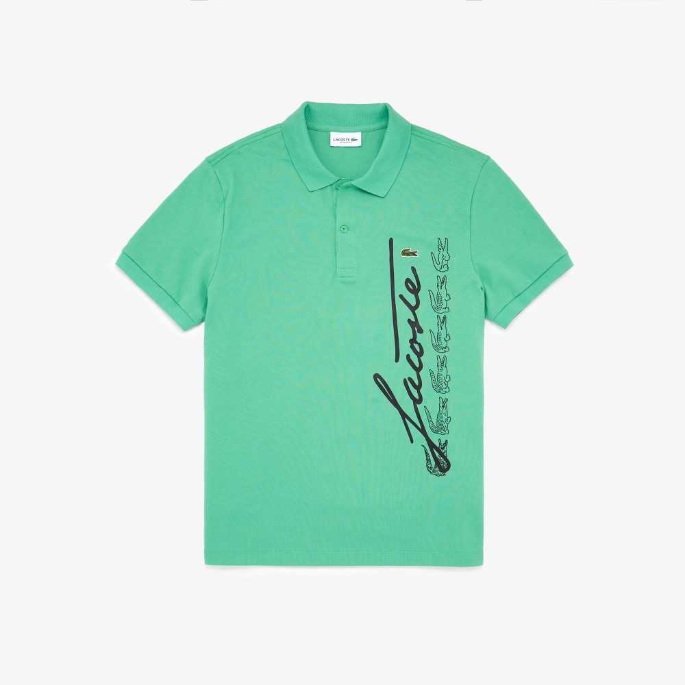 Lacoste Regular Fit Signature Cotton Pique Polo Green | QXU-213890