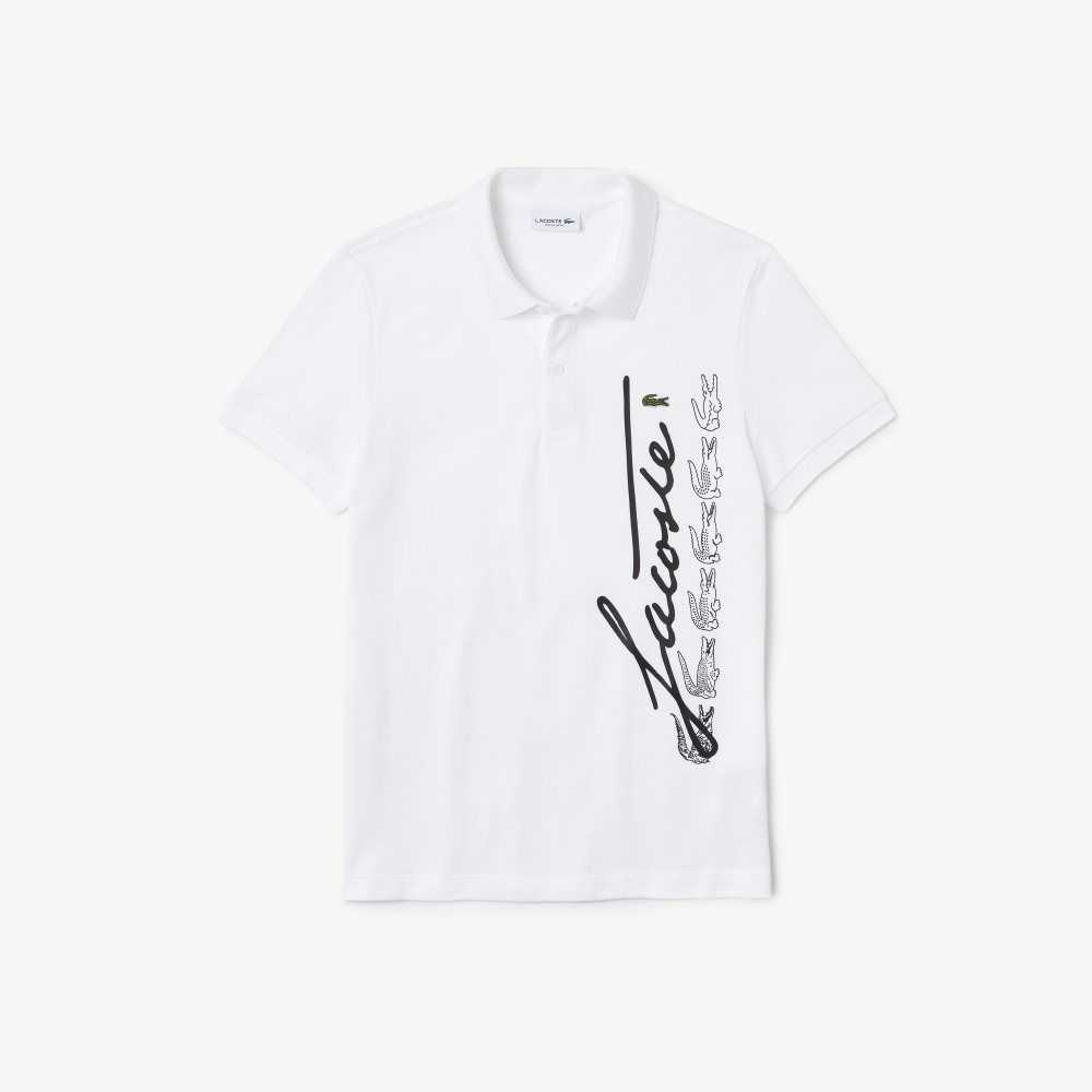 Lacoste Regular Fit Signature Cotton Pique Polo White | SXZ-107932