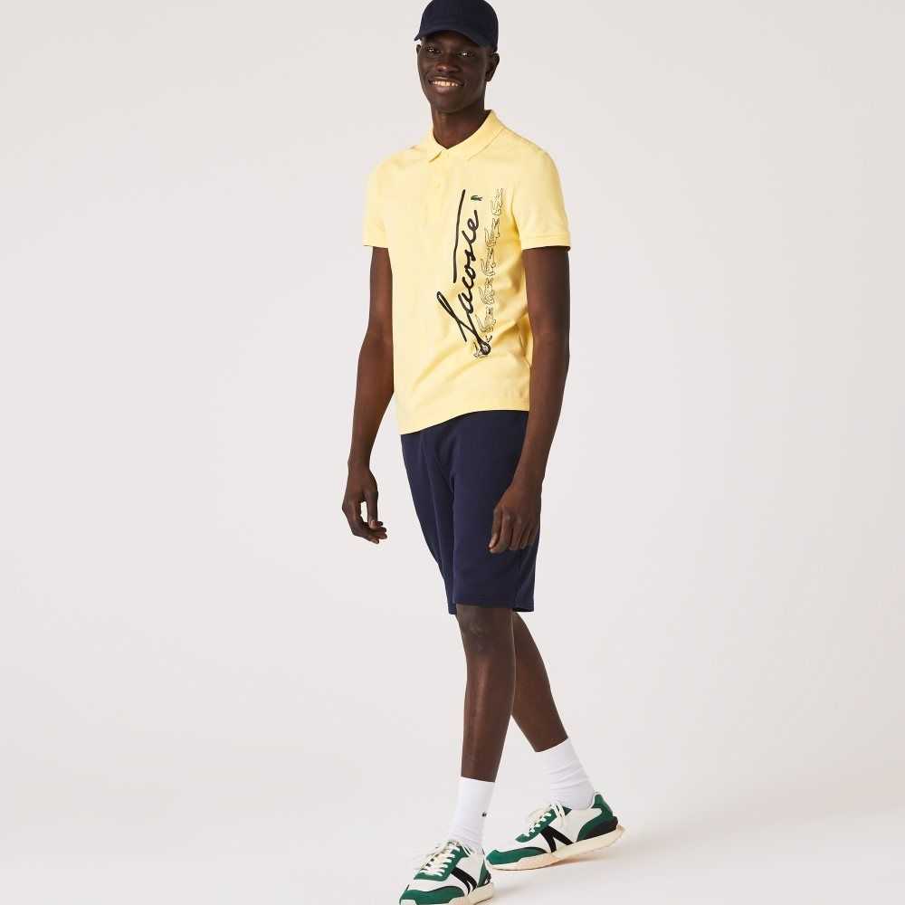 Lacoste Regular Fit Signature Cotton Pique Polo Yellow | USA-428736