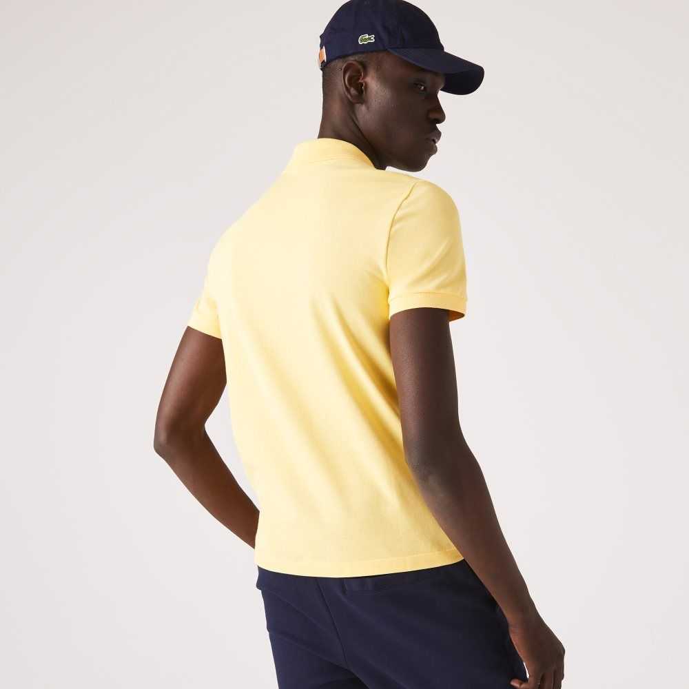 Lacoste Regular Fit Signature Cotton Pique Polo Yellow | USA-428736