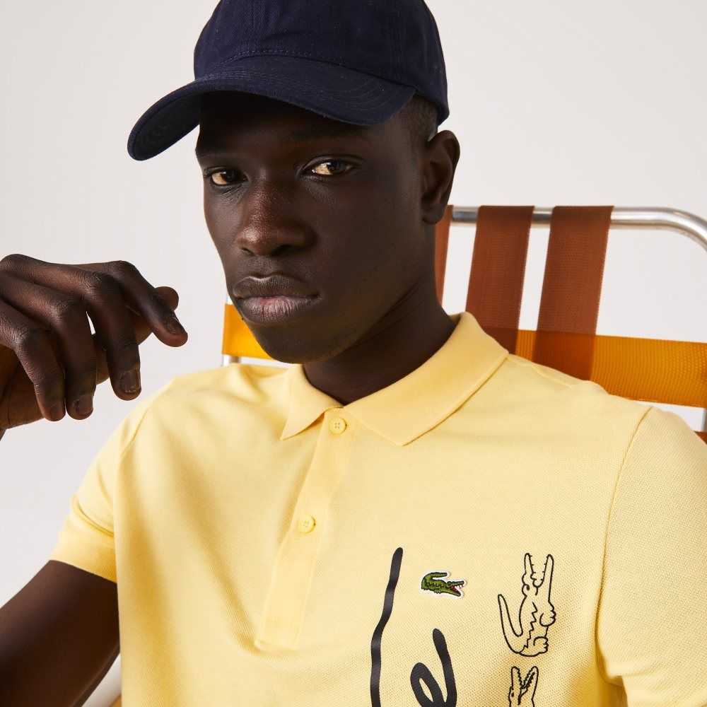 Lacoste Regular Fit Signature Cotton Pique Polo Yellow | USA-428736