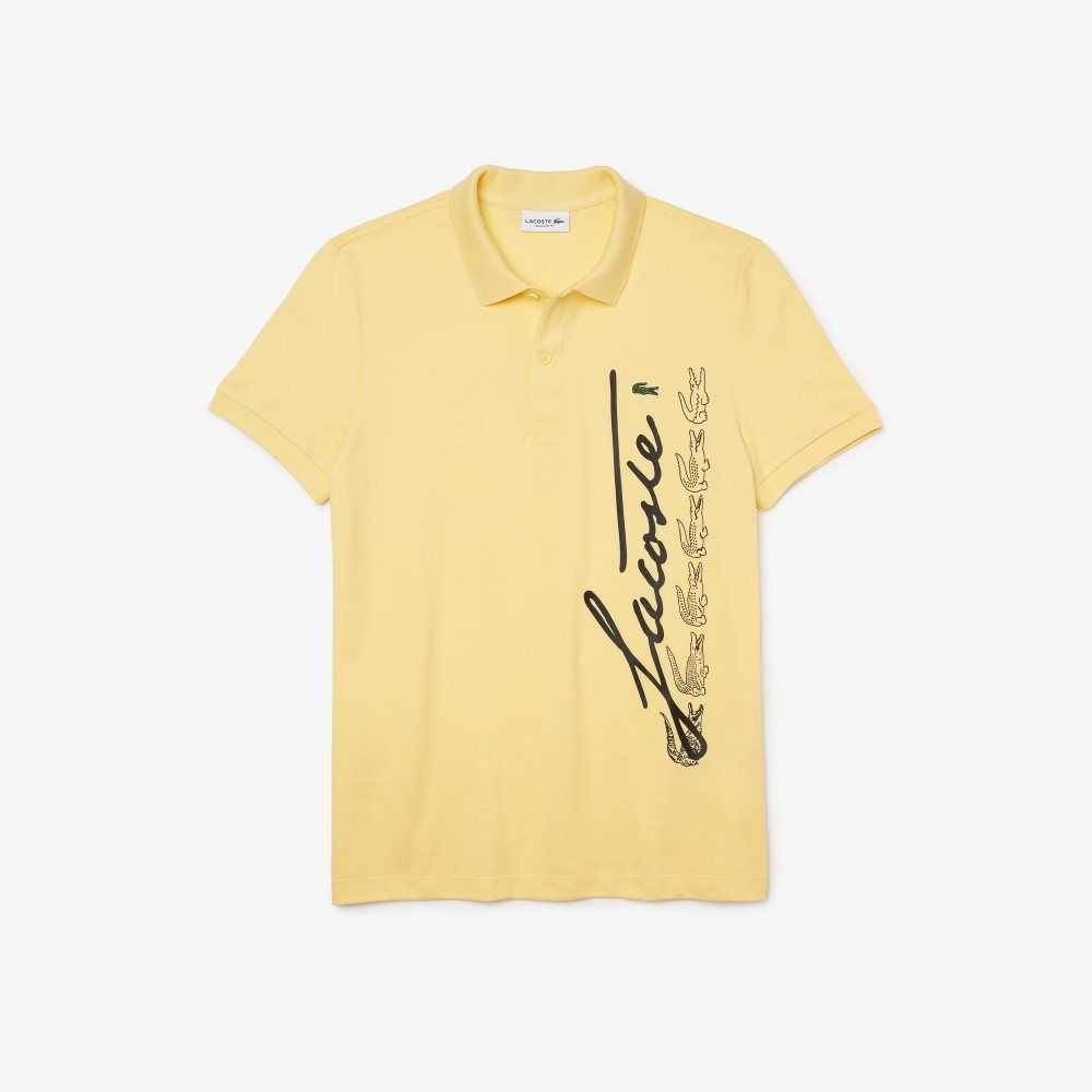 Lacoste Regular Fit Signature Cotton Pique Polo Yellow | USA-428736