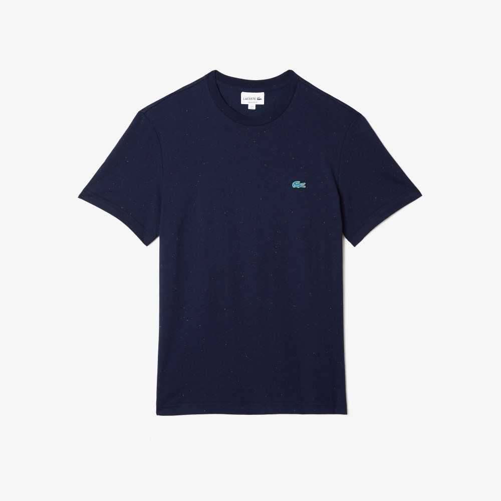 Lacoste Regular Fit Speckled Print Cotton Jersey T-Shirt Navy Blue | VIQ-783129