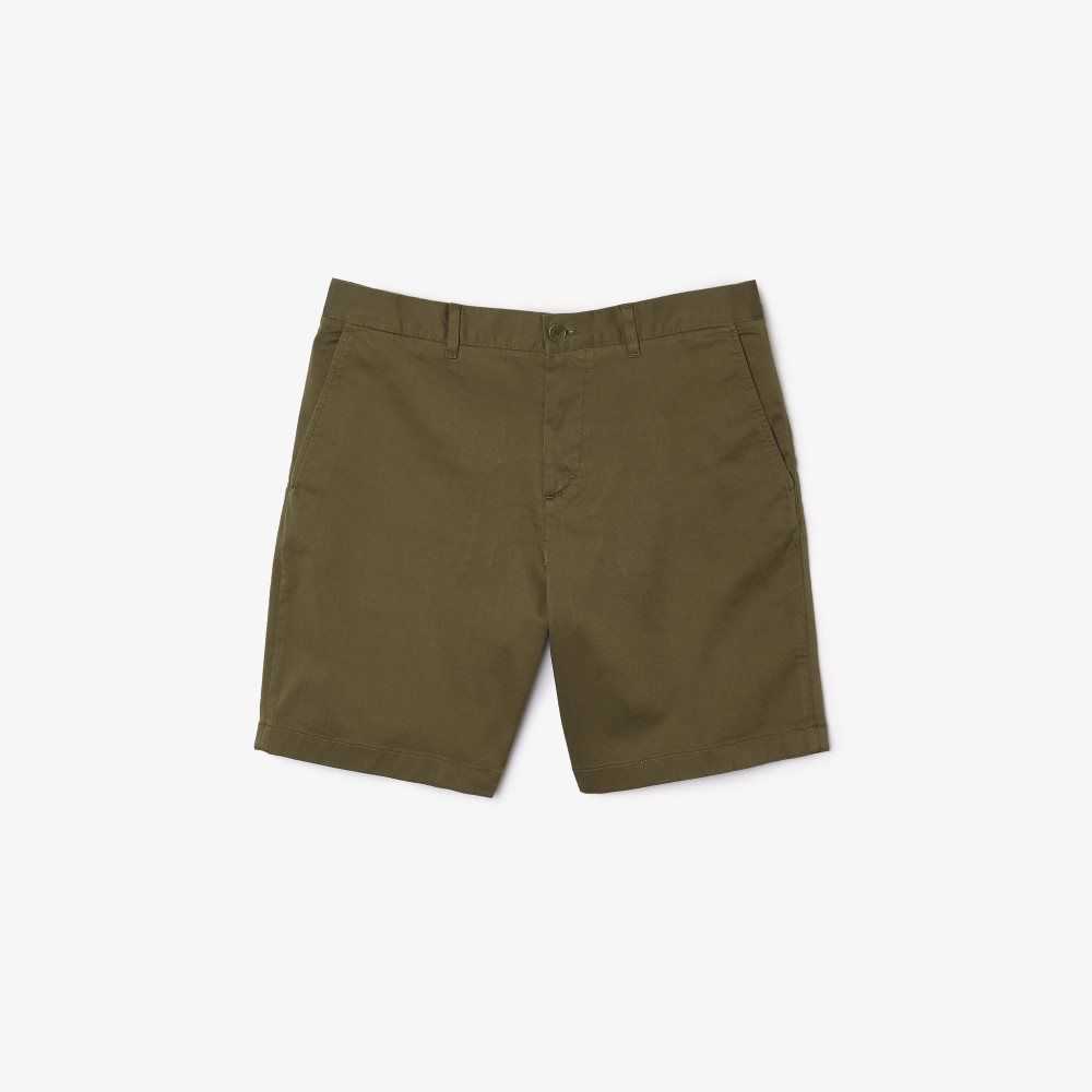 Lacoste Regular Fit Stretch Organic Cotton Bermuda Shorts Khaki Green | DRH-243187