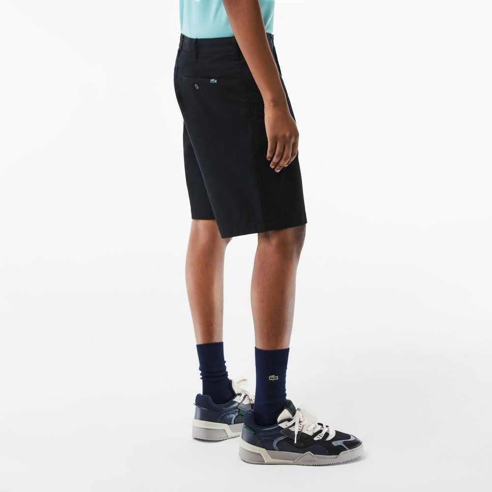 Lacoste Regular Fit Stretch Organic Cotton Bermuda Shorts Black | IGO-935642