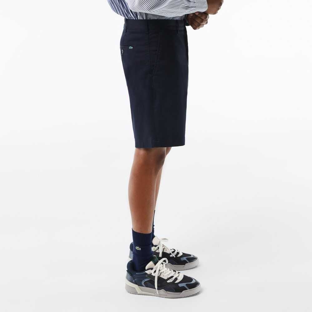 Lacoste Regular Fit Stretch Organic Cotton Bermuda Shorts Navy Blue | QIU-629183