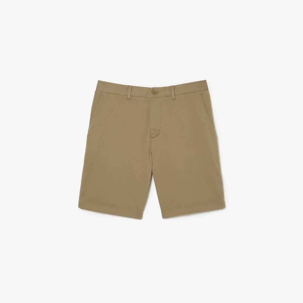 Lacoste Regular Fit Stretch Organic Cotton Bermuda Shorts Beige | RMW-105897