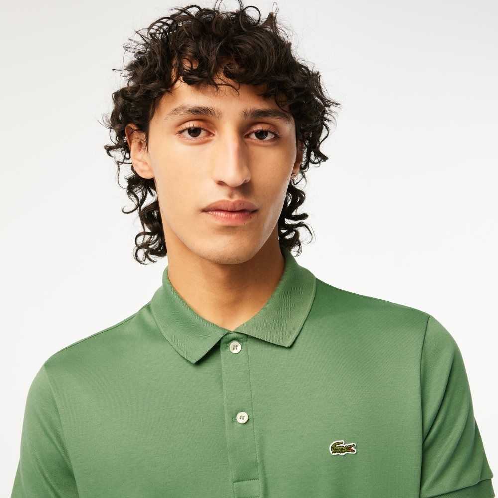 Lacoste Regular Fit Ultra Soft Cotton Jersey Polo Khaki Green | ROK-304219