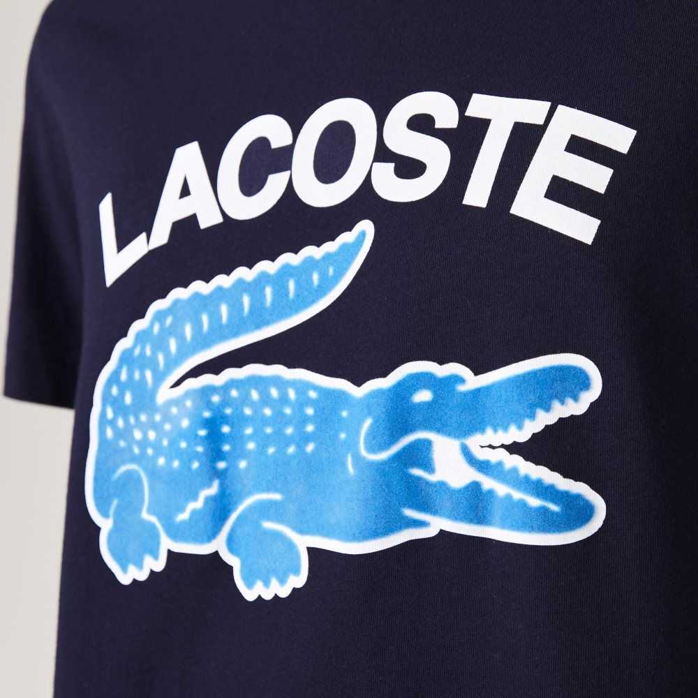 Lacoste Regular Fit XL Crocodile Print T-Shirt Navy Blue | AOM-480195