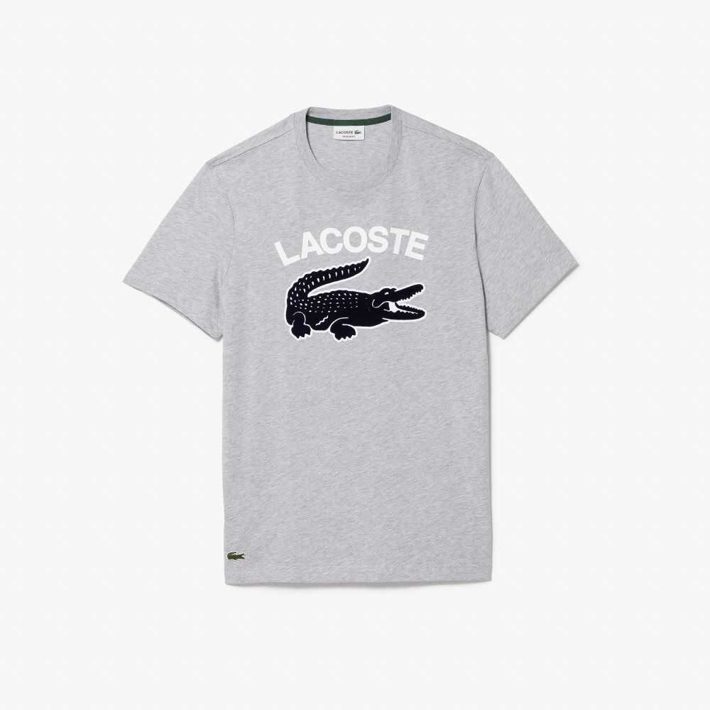 Lacoste Regular Fit XL Crocodile Print T-Shirt Grey Chine | WBX-920341