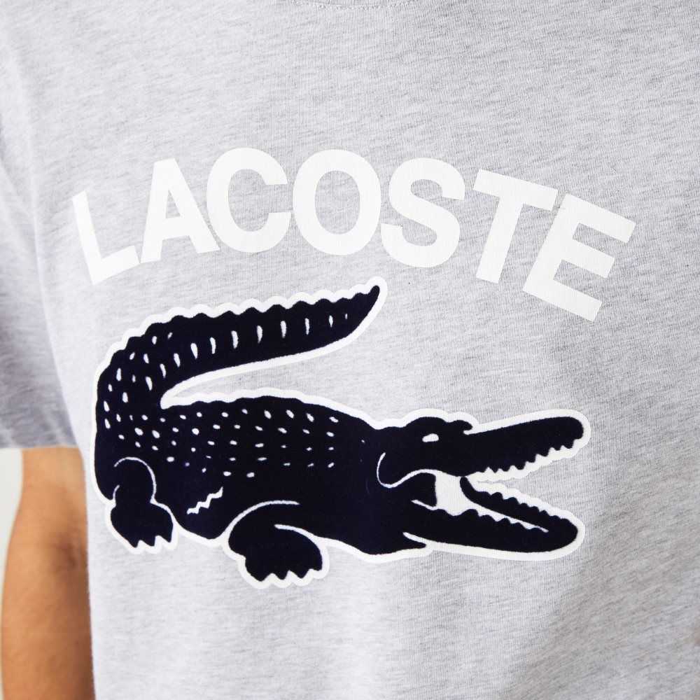 Lacoste Regular Fit XL Crocodile Print T-Shirt Grey Chine | WBX-920341