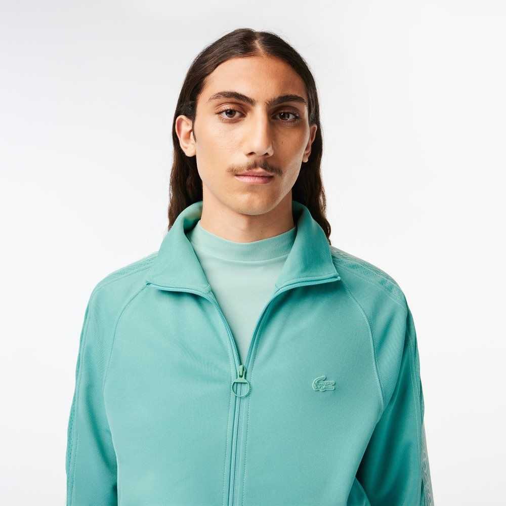 Lacoste Regular Fit Zipped Pique Sweatshirt Mint | RQO-689712