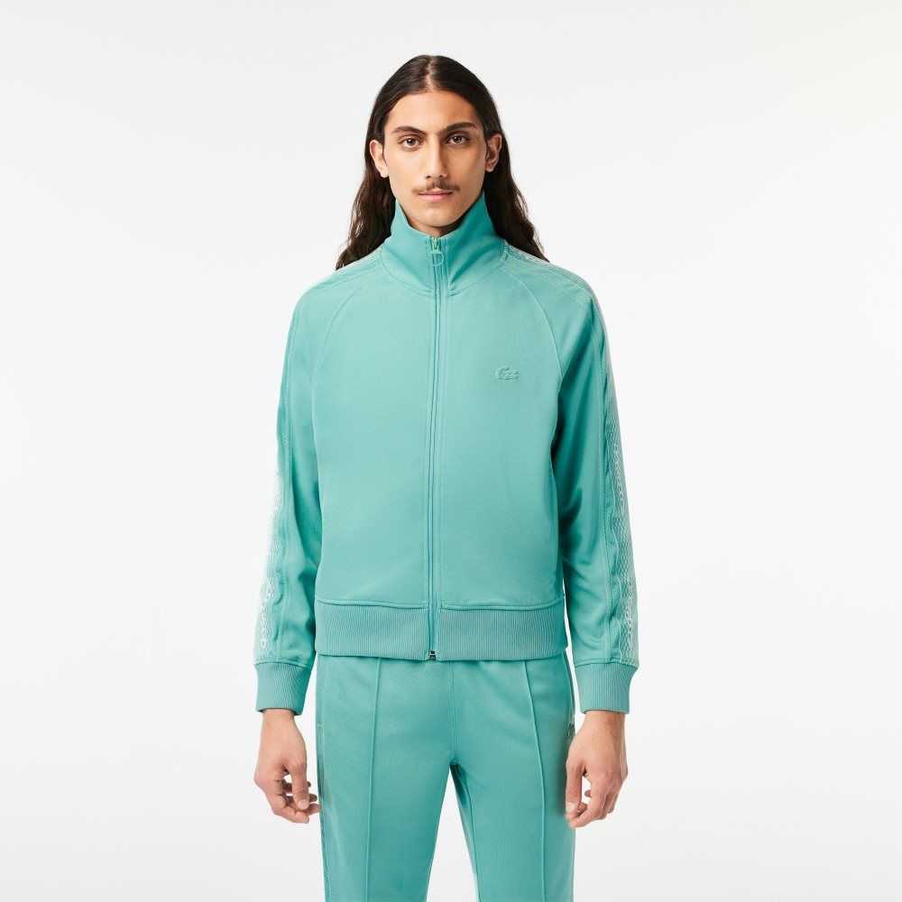 Lacoste Regular Fit Zipped Pique Sweatshirt Mint | RQO-689712