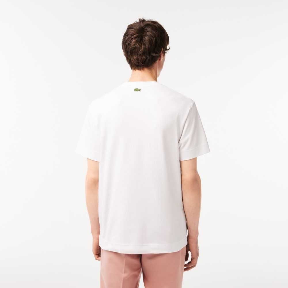 Lacoste Relaxed Fit Branded Cotton T-Shirt White / Green | HKT-501783