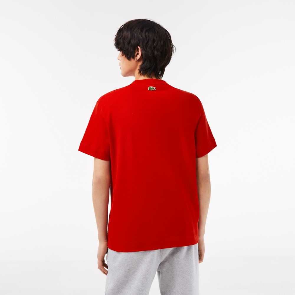 Lacoste Relaxed Fit Branded Cotton T-Shirt Red / Pink | TDO-071493