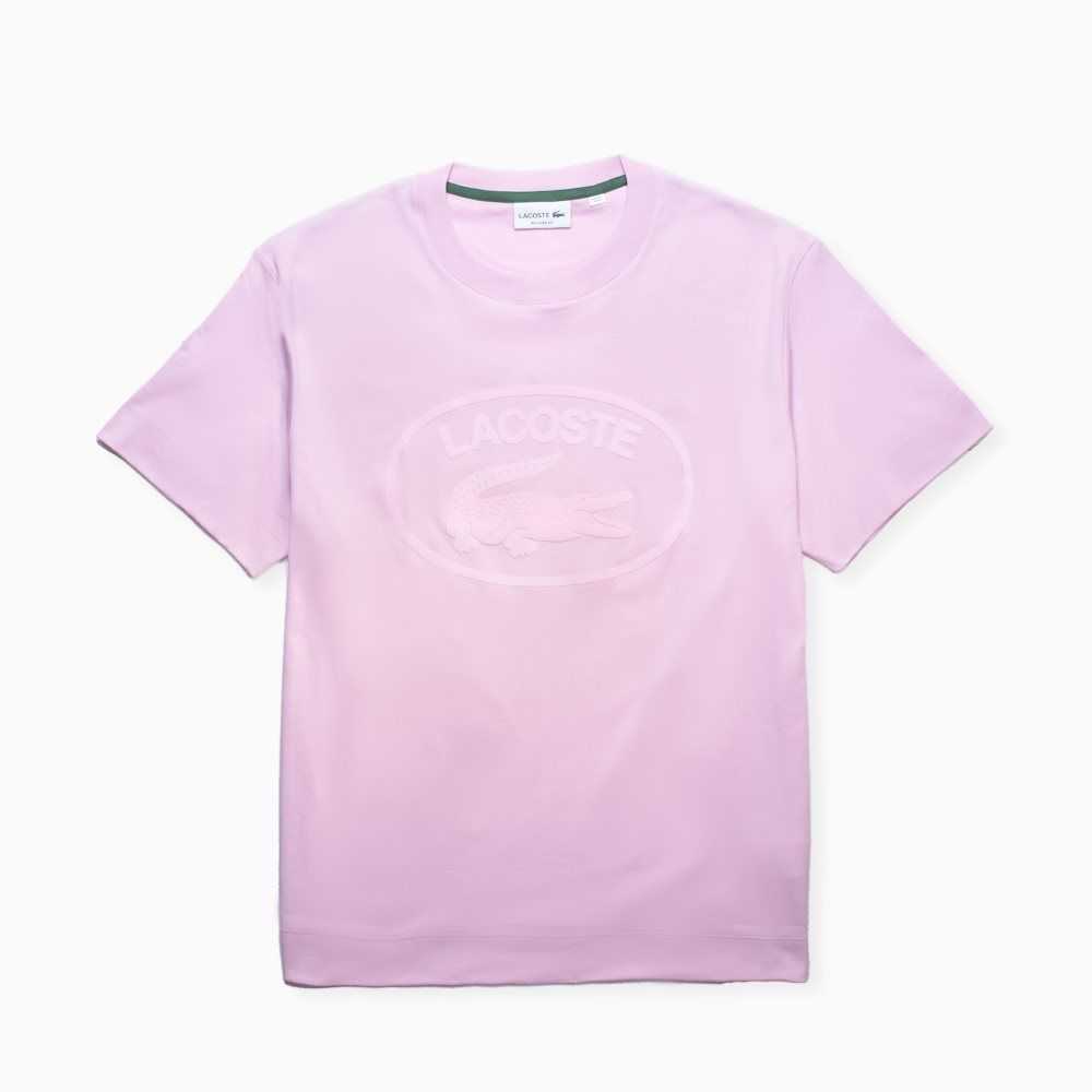 Lacoste Relaxed Fit Branded Cotton T-Shirt Pink | ZCJ-056491