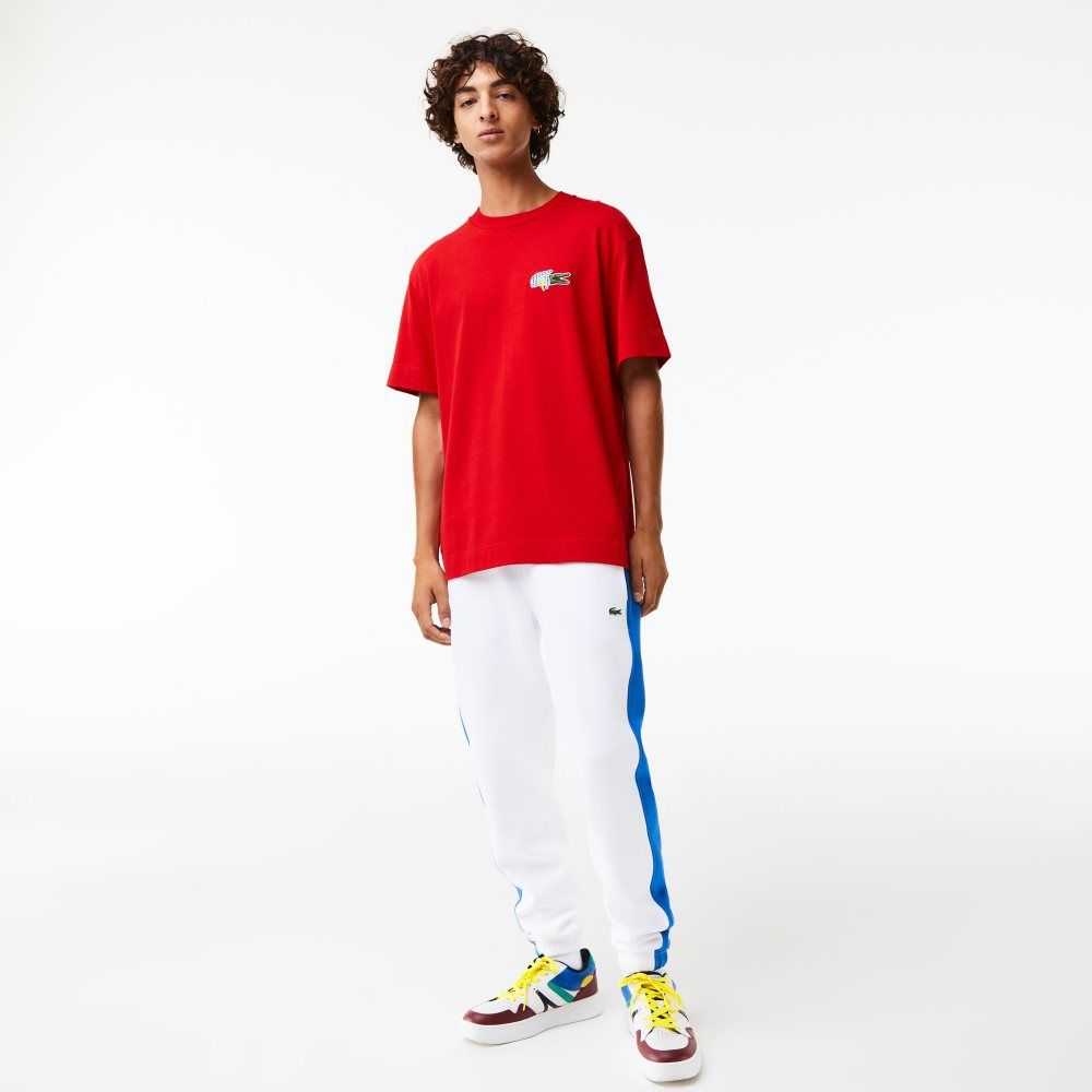 Lacoste Relaxed Fit Comic Effect Badge T-Shirt Red | SYM-798453