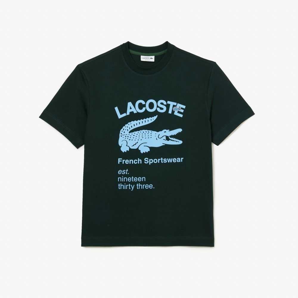 Lacoste Relaxed Fit Crocodile T-Shirt Green | FLW-906451