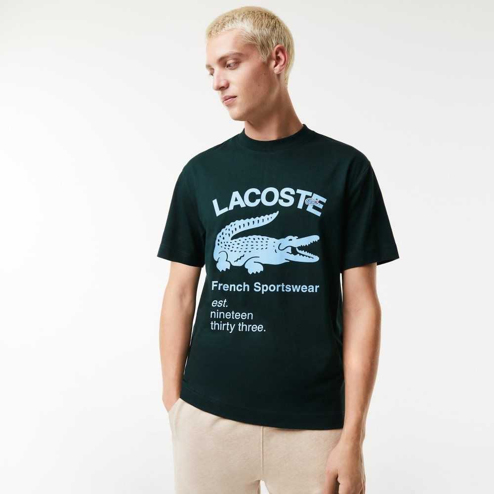 Lacoste Relaxed Fit Crocodile T-Shirt Green | FLW-906451