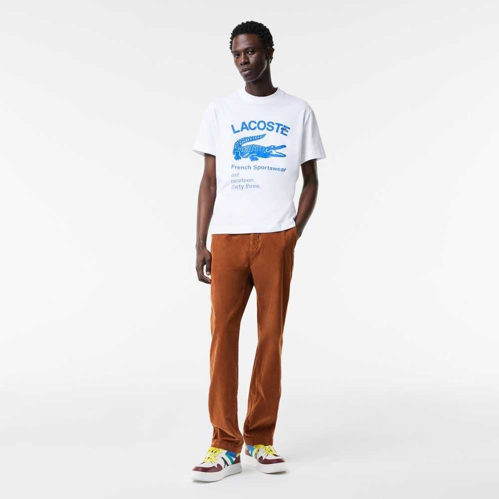 Lacoste Relaxed Fit Crocodile T-Shirt White | DXG-043519