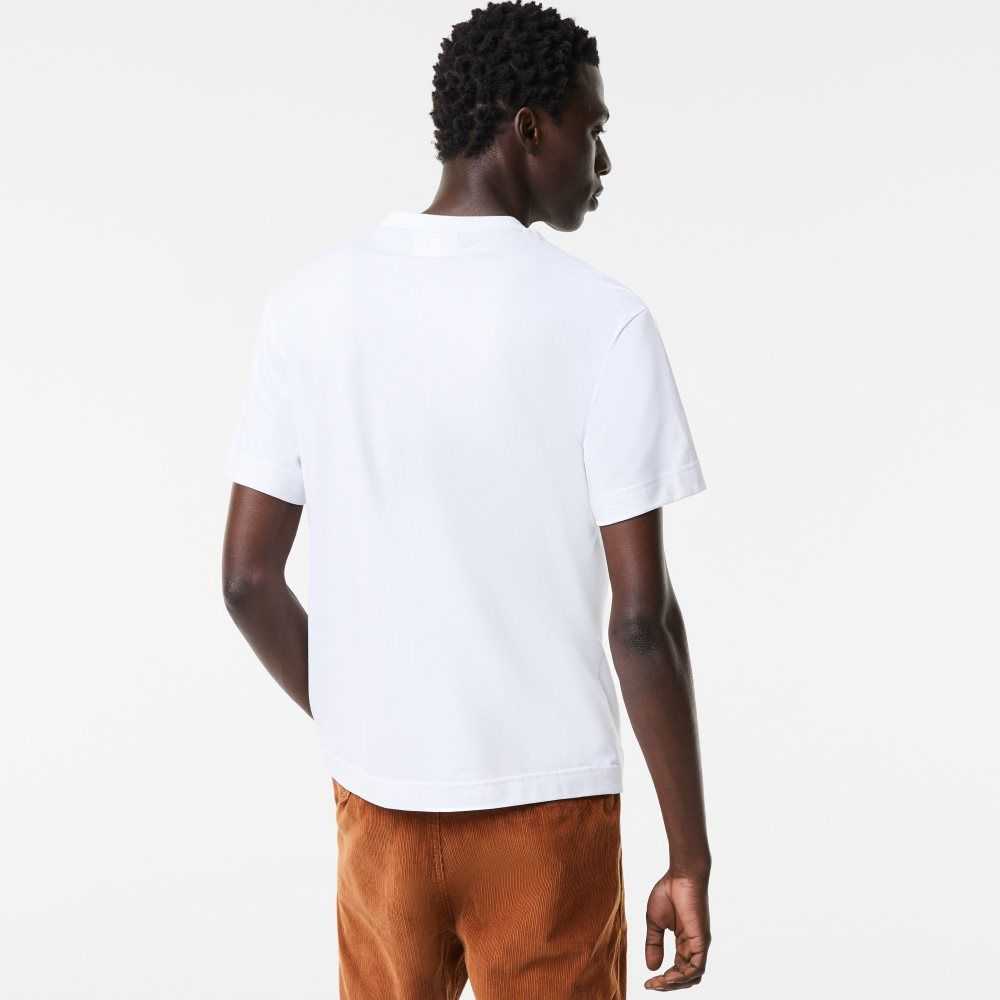 Lacoste Relaxed Fit Crocodile T-Shirt White | DXG-043519