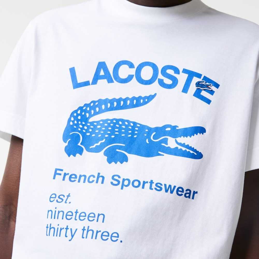 Lacoste Relaxed Fit Crocodile T-Shirt White | DXG-043519