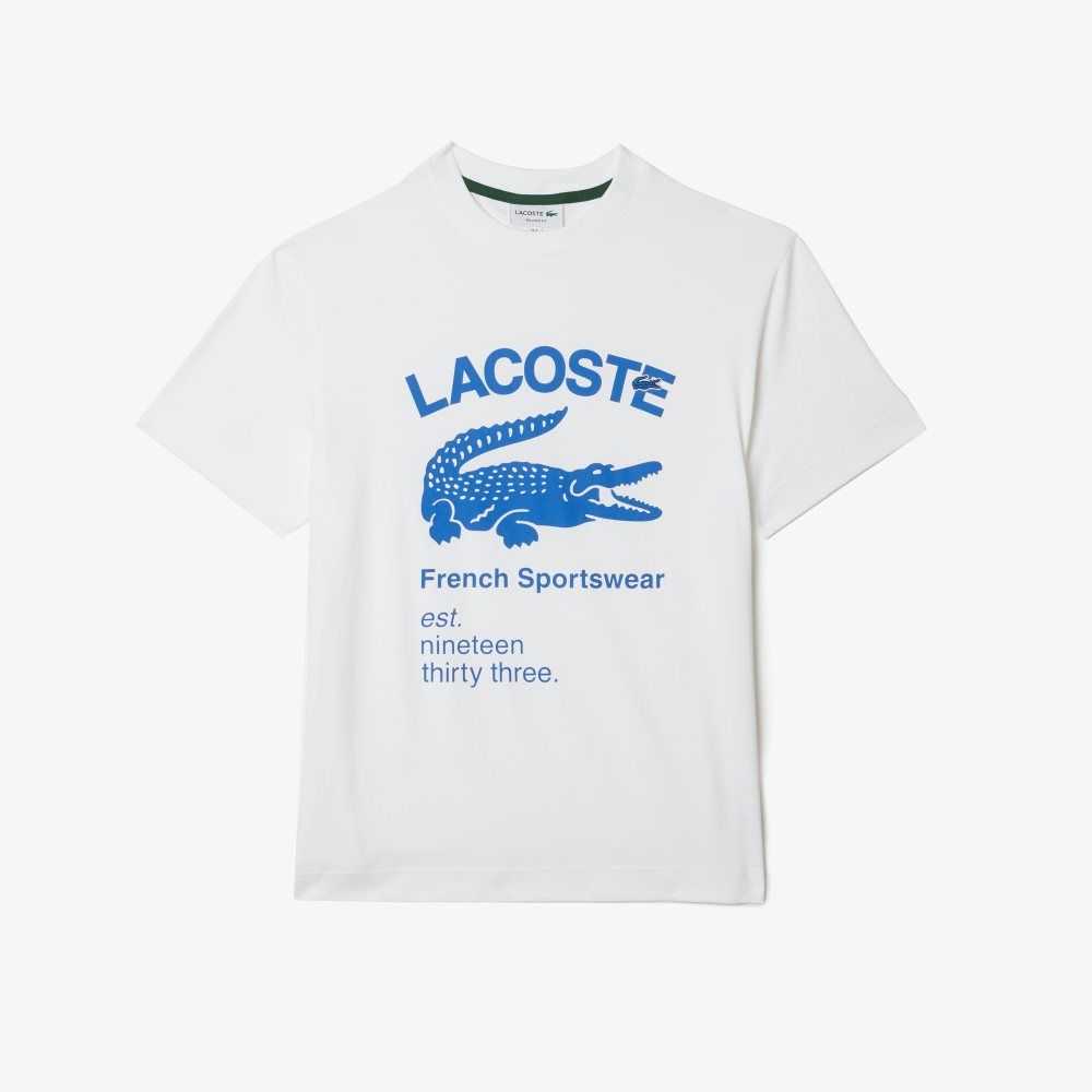 Lacoste Relaxed Fit Crocodile T-Shirt White | DXG-043519