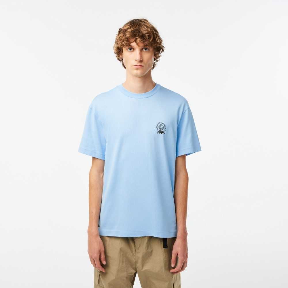 Lacoste Relaxed Fit Organic Cotton Jersey T-Shirt Blue | AFH-256470