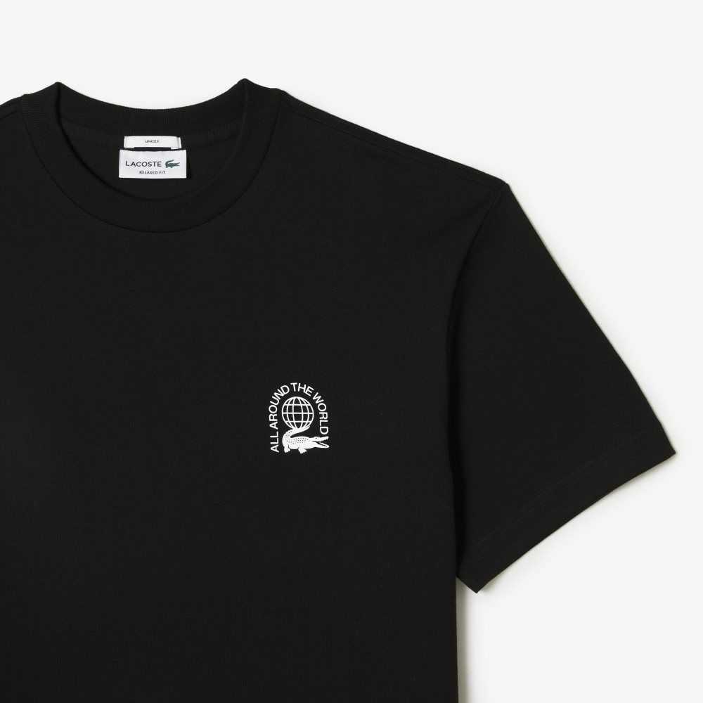 Lacoste Relaxed Fit Organic Cotton Jersey T-Shirt Black | IRL-356014