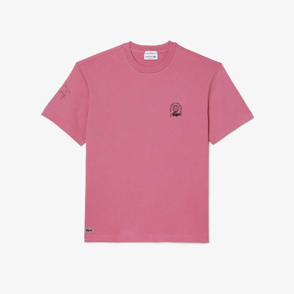 Lacoste Relaxed Fit Organic Cotton Jersey T-Shirt Pink | VWJ-267045