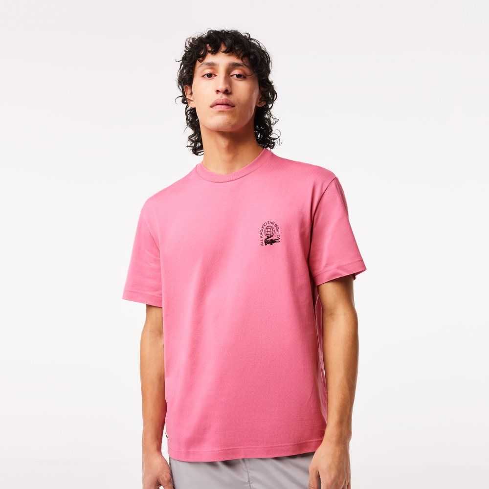 Lacoste Relaxed Fit Organic Cotton Jersey T-Shirt Pink | VWJ-267045