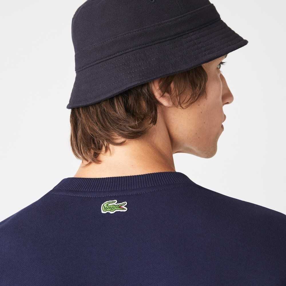 Lacoste Relaxed Fit Organic Cotton Sweatshirt Navy Blue | EUX-637524