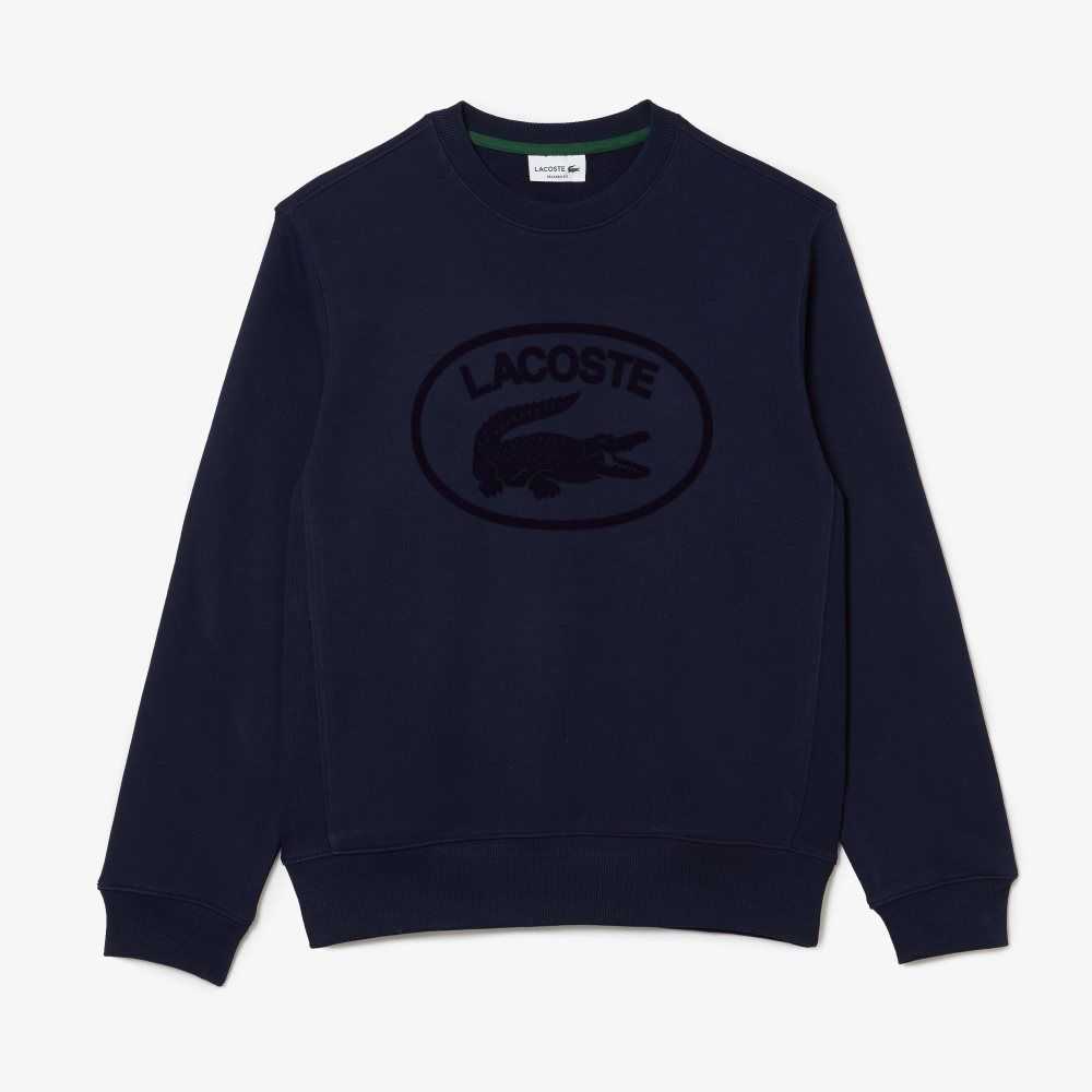 Lacoste Relaxed Fit Organic Cotton Sweatshirt Navy Blue | EUX-637524