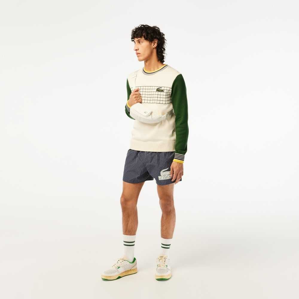 Lacoste Relaxed Fit Organic Cotton Sweater White / Green | UER-725408