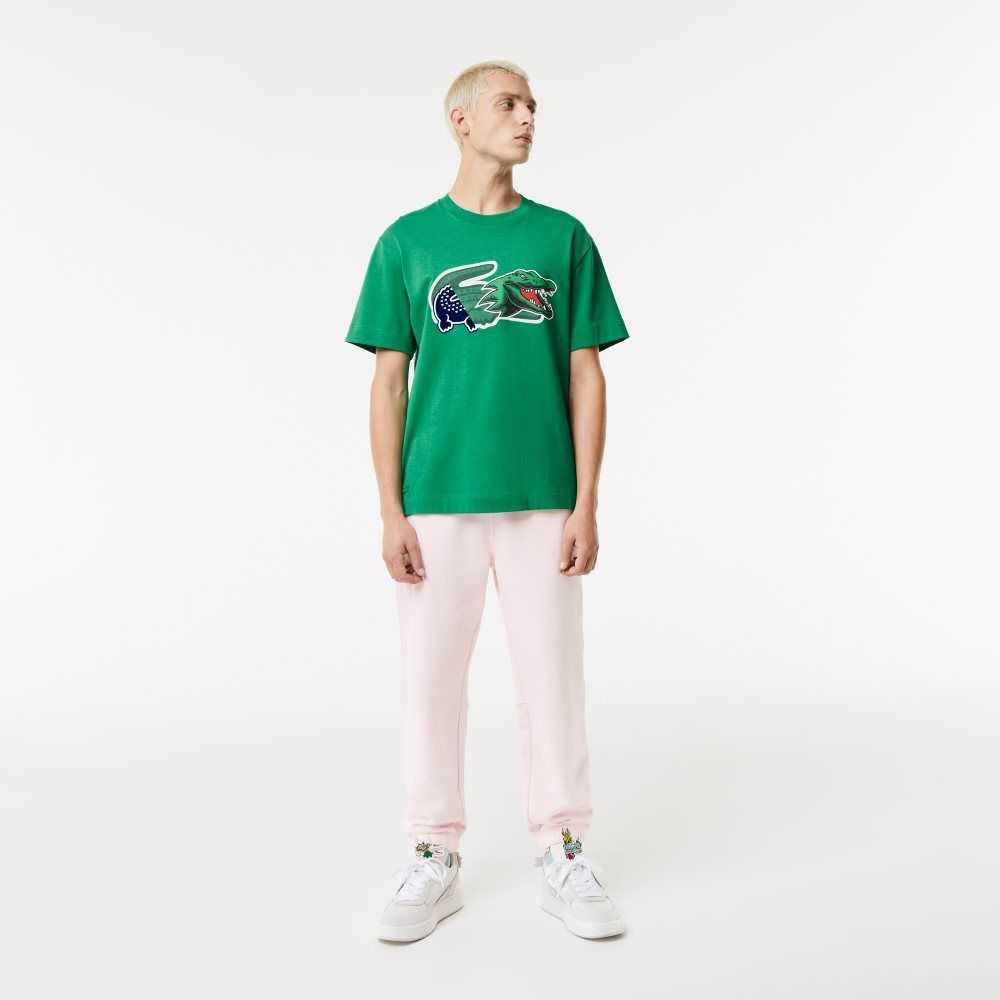 Lacoste Relaxed Fit Oversized Crocodile T-Shirt Green | DAH-532678