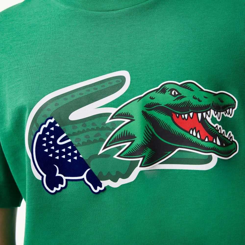 Lacoste Relaxed Fit Oversized Crocodile T-Shirt Green | DAH-532678