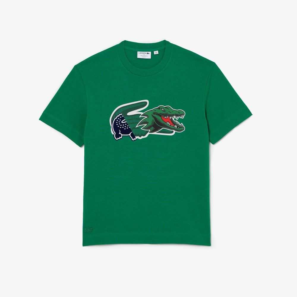 Lacoste Relaxed Fit Oversized Crocodile T-Shirt Green | DAH-532678