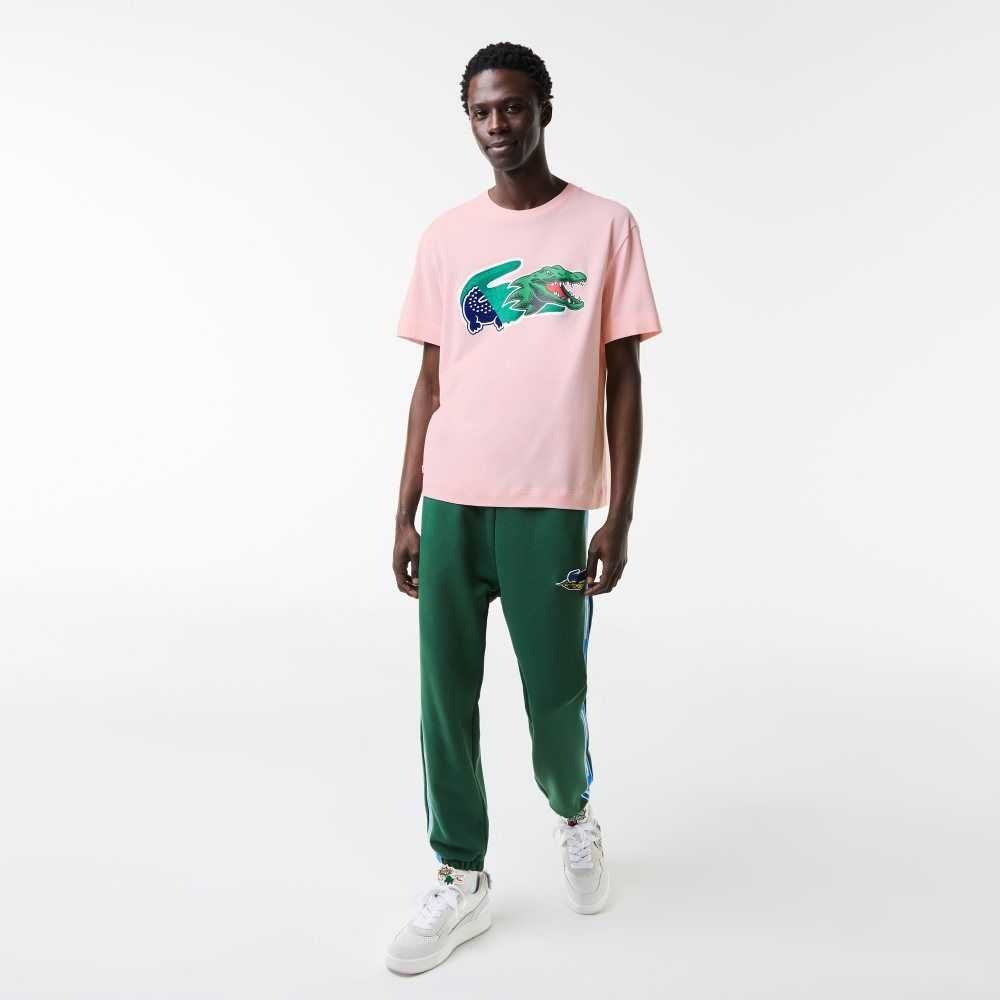 Lacoste Relaxed Fit Oversized Crocodile T-Shirt Light Pink | JQO-654193