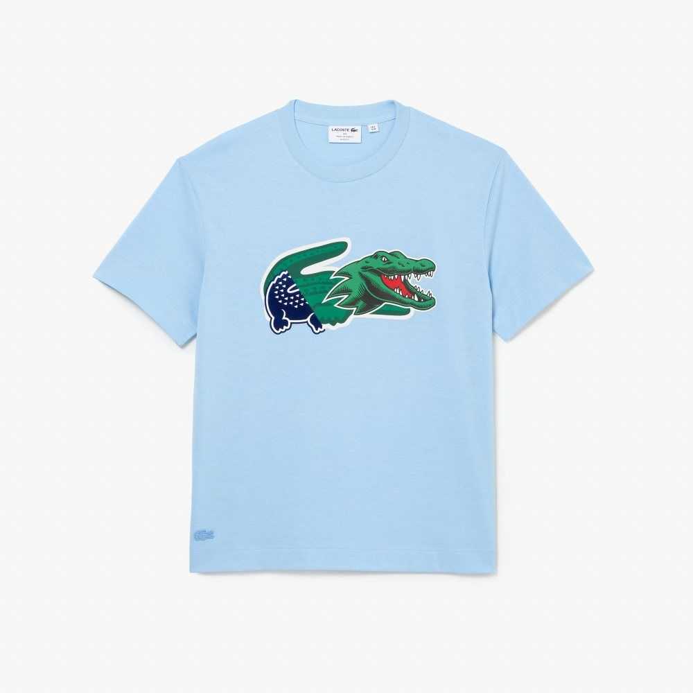 Lacoste Relaxed Fit Oversized Crocodile T-Shirt Blue | THL-568437