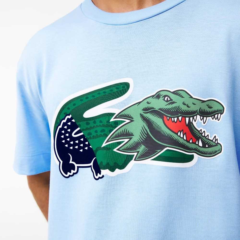 Lacoste Relaxed Fit Oversized Crocodile T-Shirt Blue | THL-568437