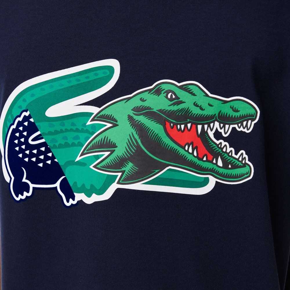 Lacoste Relaxed Fit Oversized Crocodile T-Shirt Navy Blue | ZKJ-201543