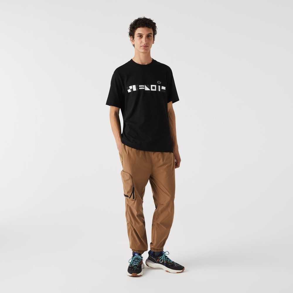 Lacoste Relaxed Fit Print T-Shirt Black | LBY-138967